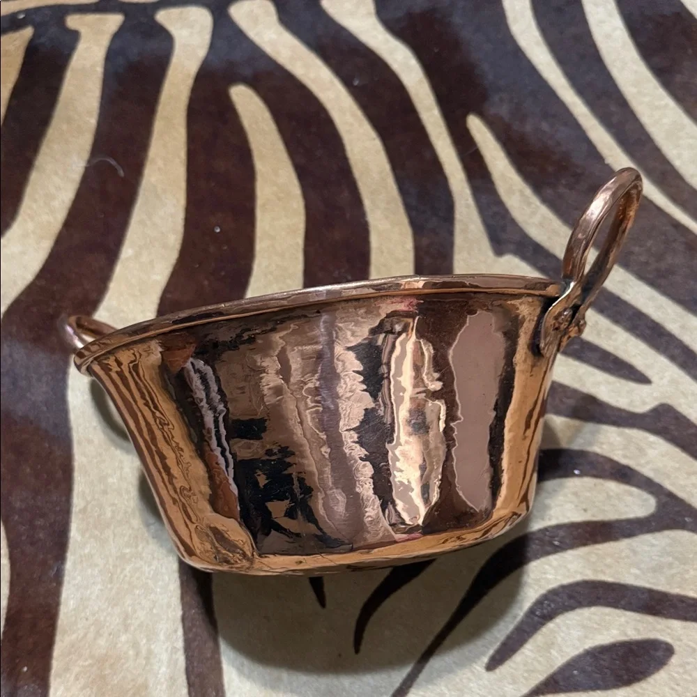 Vintage Handmade Solid Copper Two-Handle Bowl